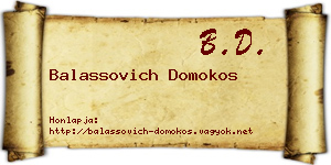 Balassovich Domokos névjegykártya